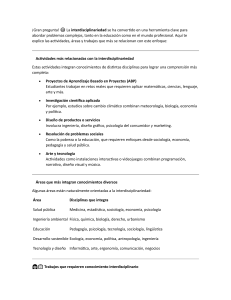 Interdisciplinariedad: Actividades, &Aacute;reas y Trabajos Clave