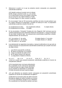 Ejercicios de Oraciones Subordinadas Sustantivas y Adverbiales