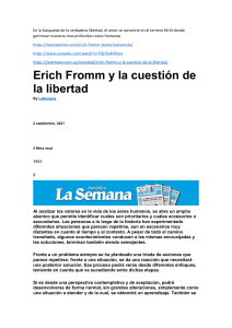 Erich Fromm: Libertad, Psicoan&aacute;lisis y Sociedad Moderna | An&aacute;lisis