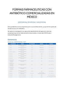 Formas Farmac&eacute;uticas de Antibi&oacute;ticos en M&eacute;xico: Gentamicina, Rifampicina, Vancomicina
