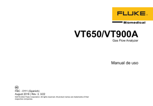 Manual de uso del analizador de flujo de gas Fluke VT650/VT900A