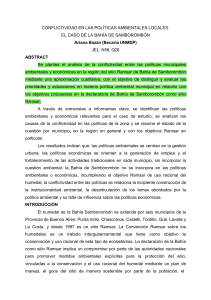 Conflictividad en Pol&iacute;ticas Ambientales Locales: Bah&iacute;a Samboromb&oacute;n