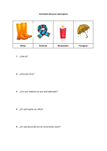 Actividad de Discurso Descriptivo: Botas, Bufanda, Bloqueador, Paraguas