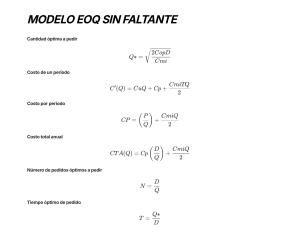 Formulario EOQ y LEP: Modelos de Inventario