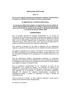 Resoluci&oacute;n 2346 de 2007: Evaluaciones M&eacute;dicas Ocupacionales y HCL