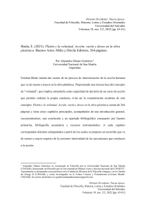 Rese&ntilde;a: Plat&oacute;n y la voluntad de Bieda