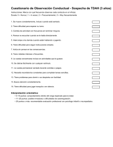 Question&aacute;rio de Observa&ccedil;&atilde;o Comportamental - Suspeita de TDAH (3 anos)