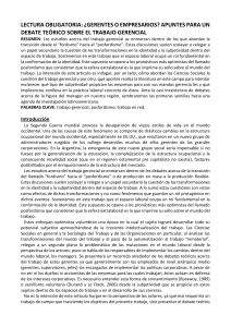 &iquest;Gerentes o Empresarios? Debate Te&oacute;rico sobre Trabajo Gerencial