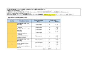 Plan de Evaluaci&oacute;n y Acuerdo de Aprendizaje: Base de Datos UNESR