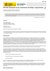 NTP 452: Evaluaci&oacute;n de Carga Postural en el Trabajo - M&eacute;todos