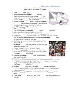 Gerunds vs. Infinitives: Song Lyrics Grammar Worksheet