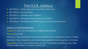 H.S.B. Biology Syllabus: Living Organisms, Cells & Transport Mechanisms