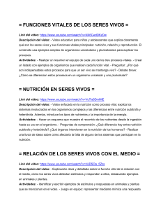 Funciones Vitales de los Seres Vivos: Gu&iacute;a de Actividades