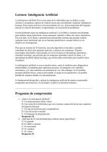 Ejercicio de Comprensión Lectora sobre Inteligencia Artificial