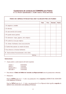 Cuestionario de Conners para Padres: Índice de Hiperactividad y Conducta