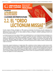 El Ordo Lectionum Missae: Innovaci&oacute;n y Significado Teol&oacute;gico
