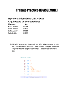 Tarea Assembler: Operaciones, Comparaciones y Cadenas