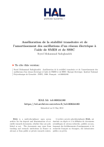 Am&eacute;lioration de la stabilit&eacute; transitoire des r&eacute;seaux &eacute;lectriques avec SMES et SSSC