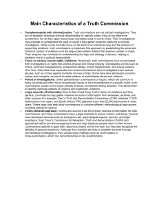 Truth Commission Characteristics & Functions