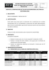 Perfil de Obra: Taller Electromec&aacute;nico - Construcci&oacute;n