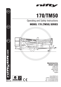 Niftylift 170 (TM50) Series Operating & Safety Instructions Manual