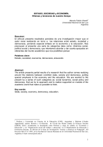 Estado, Sociedad y Econom&iacute;a: Dilemas y Tensiones de Nuestro Tiempo