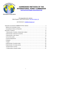 Harmonised Honey Analysis Methods: IHC Guidelines & Quality Criteria