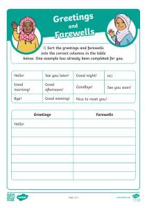 English Greetings & Farewells Worksheet for Elementary Learners