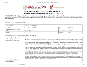 Planeación Didáctica Inglés V: Present Simple, Continuous & Tag Questions