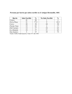 Alfabetizaci&oacute;n y Oficios en Hermosillo Antiguo, 1845: Datos Hist&oacute;ricos