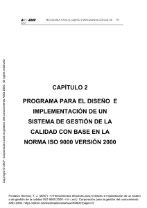 Dise&ntilde;o e Implementaci&oacute;n de Sistema de Gesti&oacute;n de Calidad ISO 9000:2000