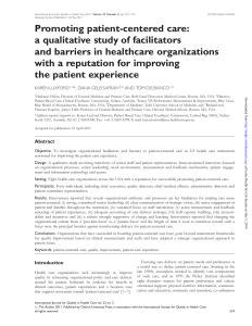 Patient-Centered Care: Facilitators & Barriers in Healthcare Organizations