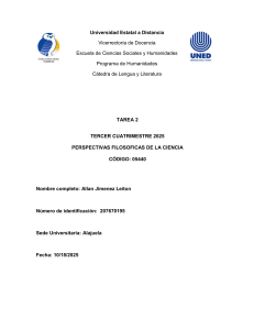 Tarea 2: Perspectivas Filos&oacute;ficas de la Ciencia - Lenguaje y Conocimiento