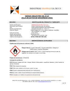 Hoja de Datos de Seguridad: Aceite Diel&eacute;ctrico INDRAK 01-01
