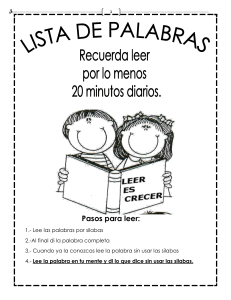 Lista de Palabras: Guía de Lectura por Sílabas para Niños