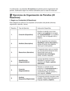 Ejercicios de Organizaci&oacute;n de P&aacute;rrafos: Pr&aacute;ctica de Redacci&oacute;n