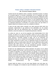 Ensayo: Cultura, Sociedad y Naturaleza Humana - Reflexión Personal