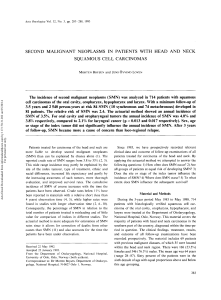 Second Malignant Neoplasms in Head & Neck Cancer Patients