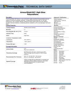 ArmourShield 847 High Gloss Polyurethane Technical Data Sheet