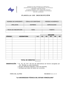 Planilha de Inscri&ccedil;&atilde;o UNEXPO Venezuela - Formul&aacute;rio de Matr&iacute;cula Universit&aacute;ria