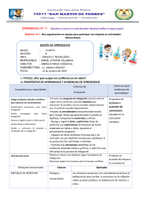 Plan de Sesión: Resolución de Conflictos en Aula - Ciencia y Tecnología