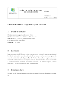 Gu&iacute;a de Pr&aacute;ctica 4: Segunda Ley de Newton - F&iacute;sica Experimental