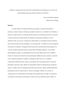 Psicolog&iacute;a y Salud Mental para Sordos en Pereira: Actitudes y Estrategias