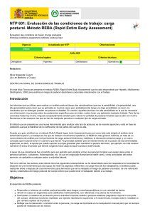 NTP 601: Evaluaci&oacute;n de Carga Postural - M&eacute;todo REBA (Rapid Entire Body Assessment)