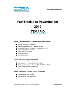 PowerBuilder FastTrack 2 Course Outline - Dora Sistemas 2019