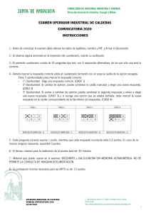 Examen Operador Industrial de Calderas 2020 - Junta de Andaluc&iacute;a