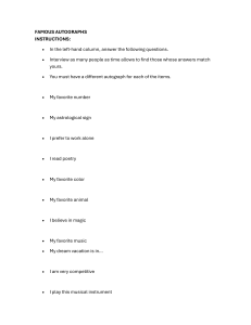 Famous Autographs Activity: Find Your Match!