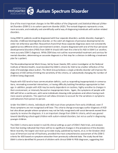 Autism Spectrum Disorder (ASD) DSM-5 Fact Sheet
