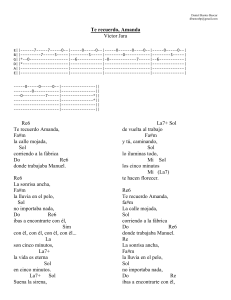 Te recuerdo, Amanda - Tablatura de Guitarra y Letra de V&iacute;ctor Jara