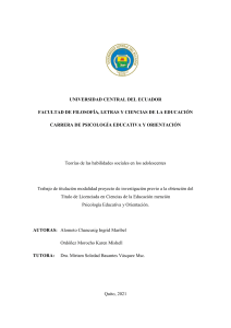Teor&iacute;as de Habilidades Sociales en Adolescentes: Psicolog&iacute;a Educativa